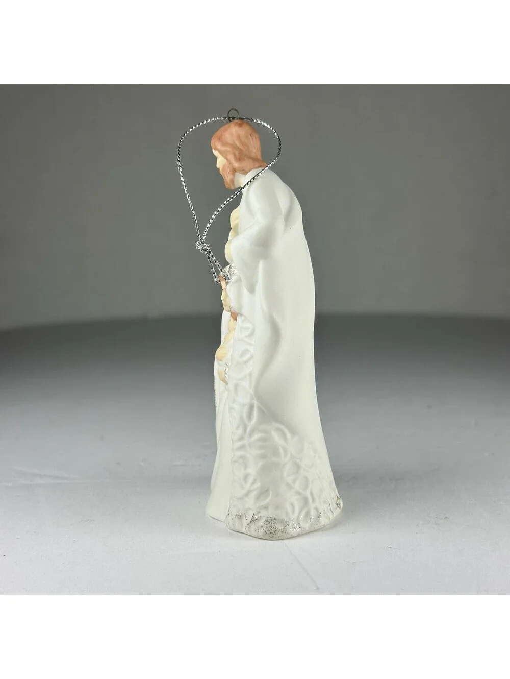 Holy Family Nativity Christmas Ornament White Porcelain Style S-12